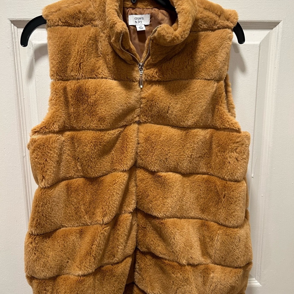 Cyrus Warm Brown Faux Fur Vest